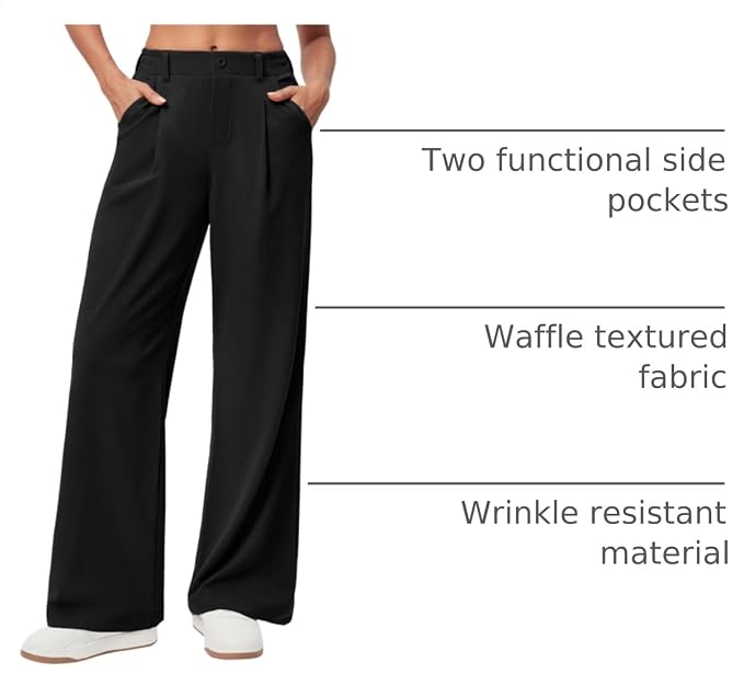 Women's High Waist Pleated Wide Leg Casual Pants - Image 6