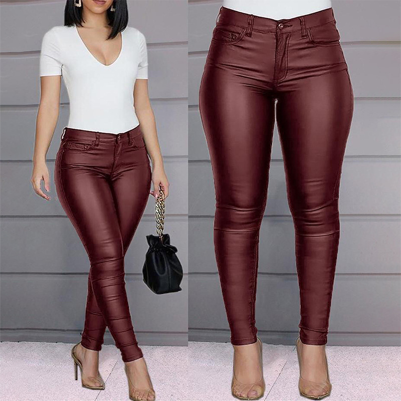Women’s High‑Waist Faux Leather Skinny Pants - Image 3