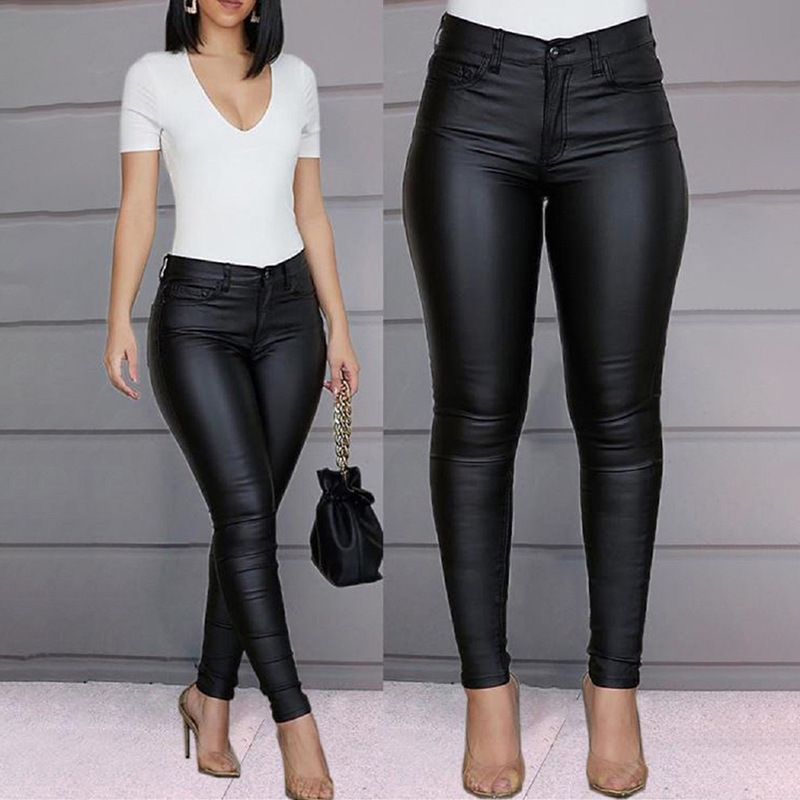 Women’s High‑Waist Faux Leather Skinny Pants - Image 2