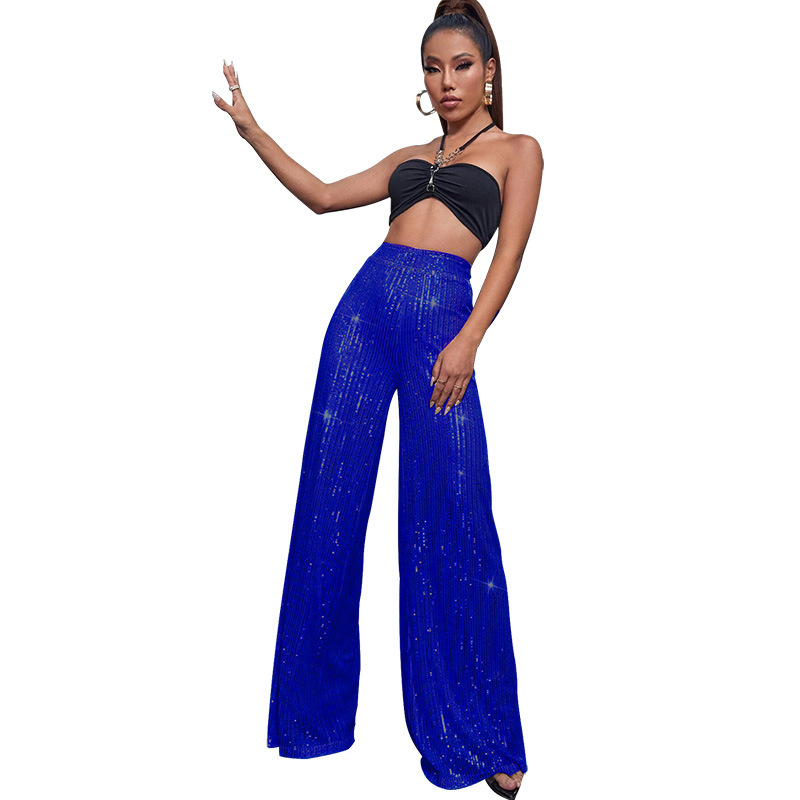 Sequin wide‑leg pants